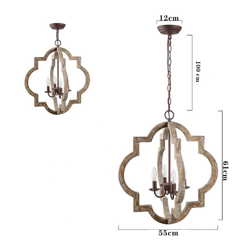 Drewniany żyrandol Ksana rustykalny, elegancki i minimalistyczny. Do kuchni, do salonu, do jadalni.