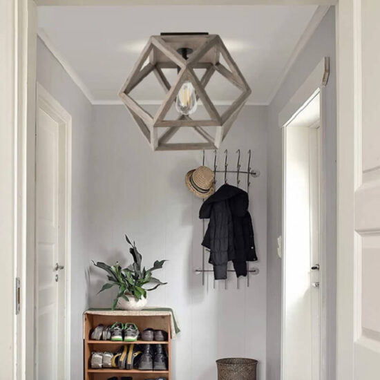 Lampa sufitowa Drewniana Klatka rustykalna elegancka i minimalistyczna. Do salonu, do sypialni, do kuchni.