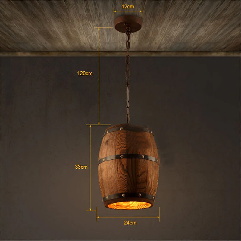 Lampa wisząca Beczka drewniana rustykalna, elegancka i stylowa. Do restauracji, do baru, do salonu.