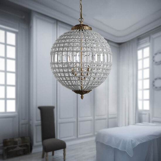 Kryształowa lampa wisząca Tanaro eklektyczna zjawiskowa i elegancka. Do sypialni, do salonu, do jadalni.