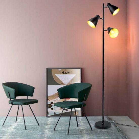 Czarna lampa podłogowa loft retro minimalistyczna i elegancka. Do sypialni, do salonu, do gabinetu.