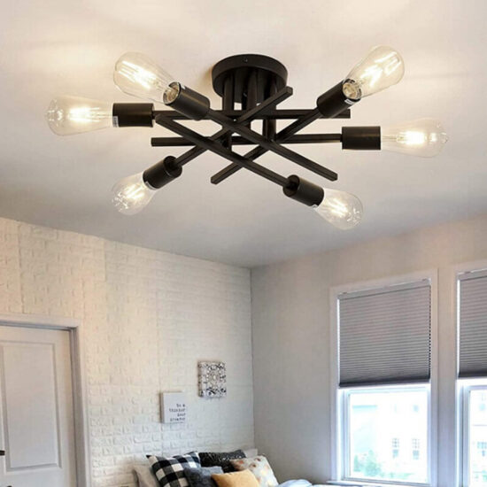 Czarna lampa sufitowa żarówki loft minimalistyczna, elegancka, stylowa. Do sypialni, do kuchni, do salonu.