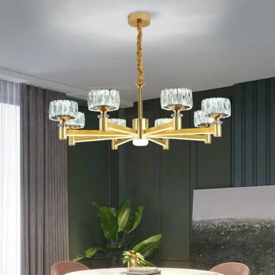 Kryształowa lampa wisząca Sundller glamour luksusowa i elegancka. Do sypialni, do salonu, do jadalni.