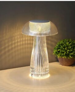 Nowoczesna przezroczysta lampka nocna Grzybek.