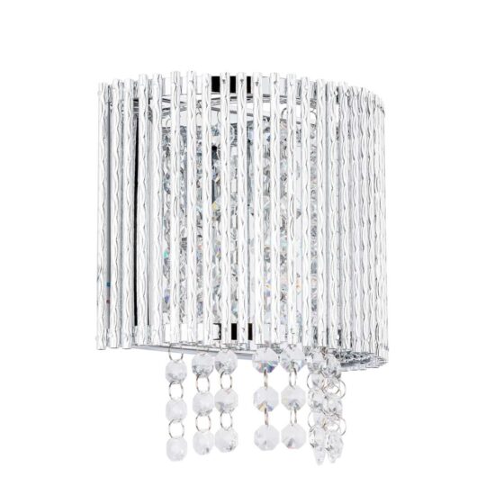 Elegancka Lampa Ścienna Anabella Kinkiet Glamour Srebrna LED z Kryształkami