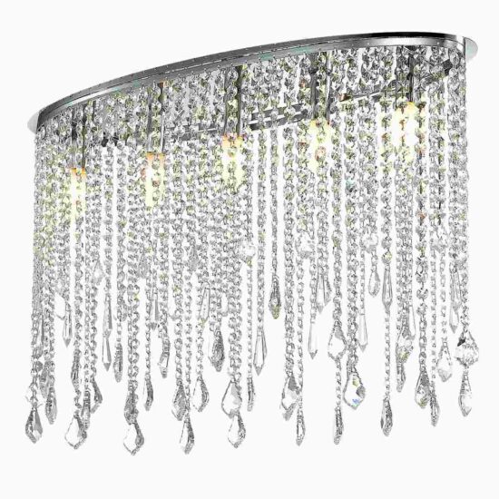 Lampa Sufitowa Plafon Kaas Glamour Srebrna LED z Kryształkami
