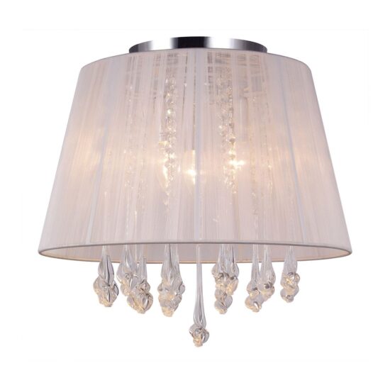 Elegancka Lampa Sufitowa Isla LED Glamour Biała z Kryształkami