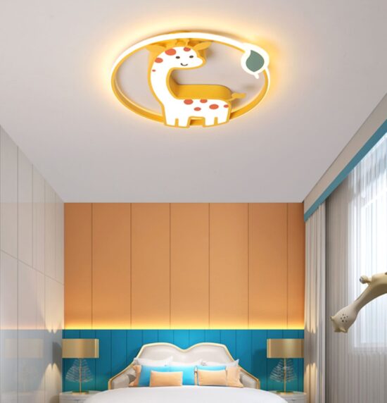 Nowoczesna Okrągła Lampa Sufitowa Żyrafa Do Pokoju Dziecięcego LED Złota