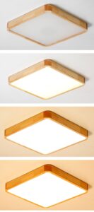 Nowoczesna Klasyczna Drewniana Lampa Sufitowa Drewniany Plafon LED Prostokątna i Kwadratowa