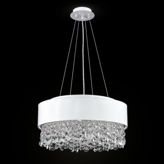 Elegancka Lampa Wisząca Manfred Biały Abażur Glamour z Kryształkami LED