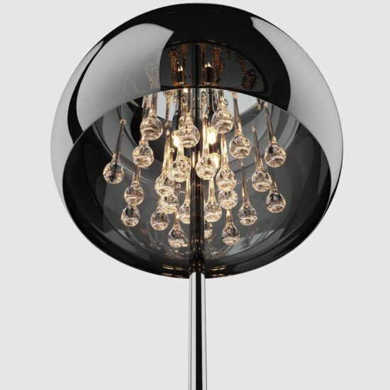 Nowoczesna Lampa Podłogowa Crystal Glamour Chrom z Wiszącymi Kryształkami 
