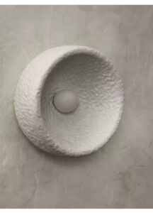 Nowoczesna Okrągła Lampa Ścienna Wabi-Sabi Circular Kinkiet w Stylu Japońskim w Kolorze Białym