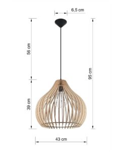 Drewniana Klasyczna Lampa Wisząca Tent Boho w Kolorze Jasnego Brązu