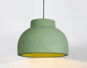 Nowoczesna Lampa Wisząca Wabi-Sabi Bowl w Stylu Japońskim w Kolorze Zielonym i Żółtym