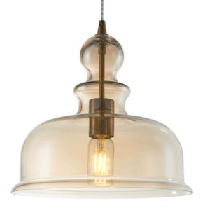 Klasyczna Szklana Lampa Wisząca Pot Bursztynowa