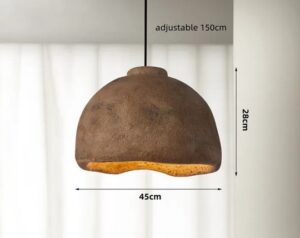 Nowoczesna Lampa Wisząca Wabi-Sabi Retro w Stylu Japońskim w Kolorze Brązowym i Szarym