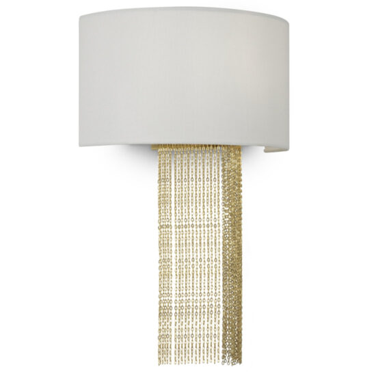 Klasyczna Lampa Ścienna Chain Kinkiet Glamour Złoty z Wiszącymi Metalowymi Łańcuszkami