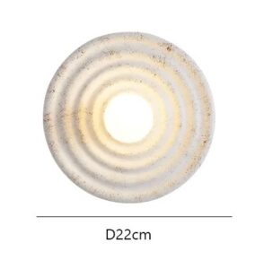 Nowoczesna Okrągła Lampa Ścienna Wabi-Sabi Resin Kinkiet w Stylu Japońskim w Kolorze Beżowym