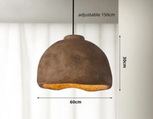 Nowoczesna Lampa Wisząca Wabi-Sabi Retro w Stylu Japońskim w Kolorze Brązowym i Szarym
