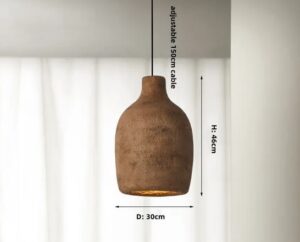 Nowoczesna Lampa Wisząca Wabi-Sabi Retro w Stylu Japońskim w Kolorze Brązowym i Szarym