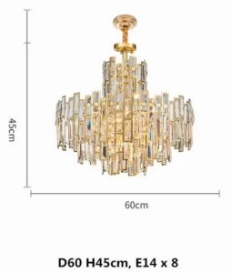 Nowoczesna Kryształowa Lampa Wisząca Maya Żyrandol w Kolorze Złotym