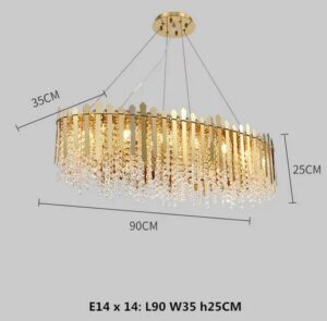 Nowoczesna Kryształowa Lampa Wisząca Empire Żyrandol w Kolorze Złotym Glamour