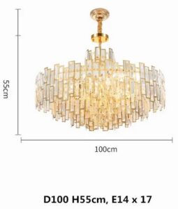 Nowoczesna Kryształowa Lampa Wisząca Maya Żyrandol w Kolorze Złotym