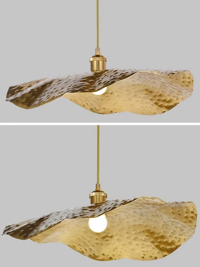 Nowoczesna Metalowa Lampa Wisząca Lotos Złota