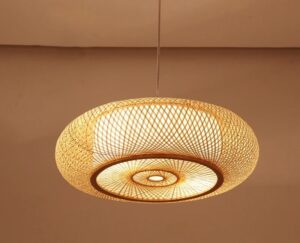 Klasyczna Bambusowa Lampa Wisząca Sorel w Kolorze Jasnego Drewna Boho