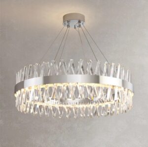 Nowoczesna Kryształowa Lampa Wisząca Soprano Żyrandol w Kolorze Srebrnym