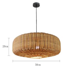 Klasyczna Rattanowa Lampa Wisząca Oviedo Żyrandol w Kolorze Jasnego Drewna Boho