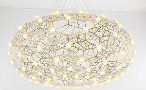 Nowoczesna Designerska Lampa Wisząca Mesh Chandelier Żyrandol w Kolorze Złotym