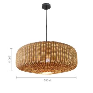 Klasyczna Rattanowa Lampa Wisząca Oviedo Żyrandol w Kolorze Jasnego Drewna Boho