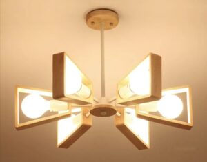 Skandynawska Klasyczna Lampa Wisząca Nolan Żyrandol Drewniany w Kolorze Białym i Czarnym