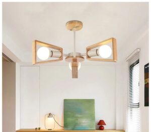 Skandynawska Klasyczna Lampa Wisząca Nolan Żyrandol Drewniany w Kolorze Białym i Czarnym