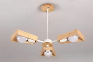 Skandynawska Klasyczna Lampa Wisząca Nolan Żyrandol Drewniany w Kolorze Białym i Czarnym