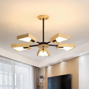 Skandynawska Klasyczna Lampa Wisząca Nolan Żyrandol Drewniany w Kolorze Białym i Czarnym