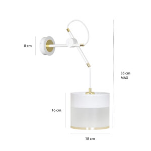 Klasyczna Elegancka Lampa Ścienna Monolit z Abażurem w Kolorze Czarnym i Białym