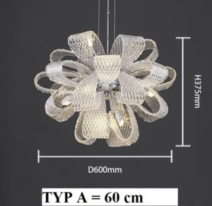 Nowoczesna Designerska Lampa Wisząca Monigo Żyrandol w Kolorze Srebrnym i Złotym
