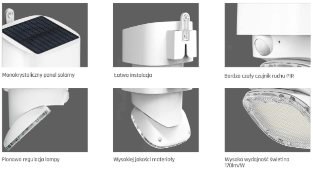 Kinkiet solarny SLC-12WL 12W – 2000lm