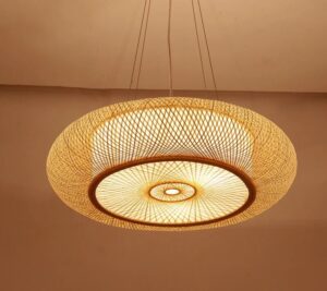 Klasyczna Bambusowa Lampa Wisząca Sorel w Kolorze Jasnego Drewna Boho