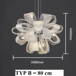 Nowoczesna Designerska Lampa Wisząca Monigo Żyrandol w Kolorze Srebrnym i Złotym