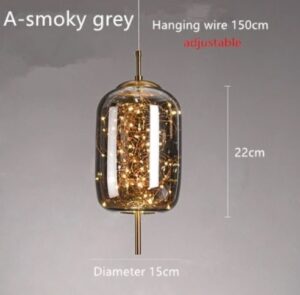 Nowoczesna Lampa Wisząca Valencia ze Szklanymi Kloszami w Kolorze Przydymionym i Bursztynowym