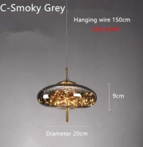 Nowoczesna Lampa Wisząca Valencia ze Szklanymi Kloszami w Kolorze Przydymionym i Bursztynowym