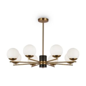 Nowoczesna Elegancka Lampa Sufitowa Marble Żyrandol Złoty ze Szklanymi Kloszami