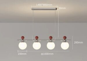 Nowoczesna Dekoracyjna Lampa Wisząca Abano Żyrandol Kule w Kolorze Mlecznym i Czarwonym