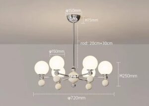 Nowoczesna Dekoracyjna Lampa Wisząca Abano Żyrandol Kule w Kolorze Mlecznym i Czarwonym