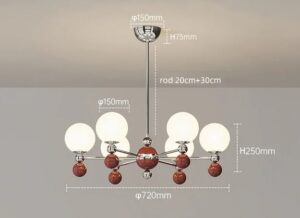 Nowoczesna Dekoracyjna Lampa Wisząca Abano Żyrandol Kule w Kolorze Mlecznym i Czarwonym