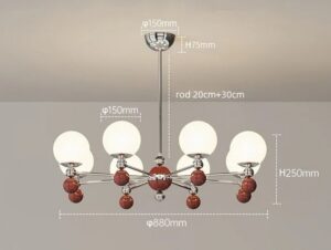 Nowoczesna Dekoracyjna Lampa Wisząca Abano Żyrandol Kule w Kolorze Mlecznym i Czarwonym