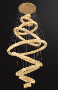 Nowoczesna Kryształowa Lampa Wisząca Loreno Żyrandol Glamour Okrągłe Ringi w Kolorze Złotym